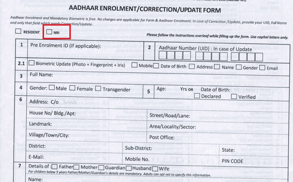Aadhaar Card for NRIs