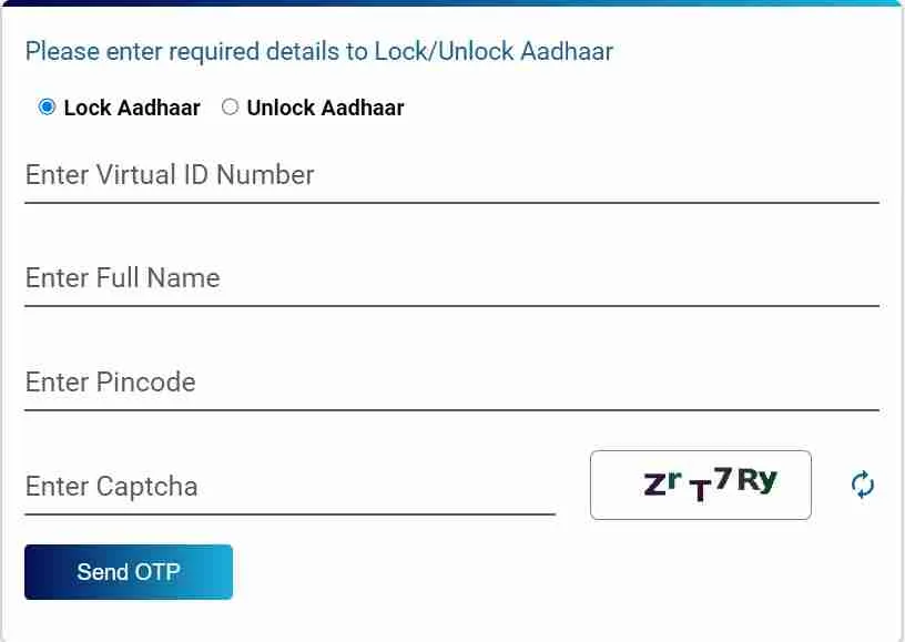 Lock Unlock Aadhaar Online